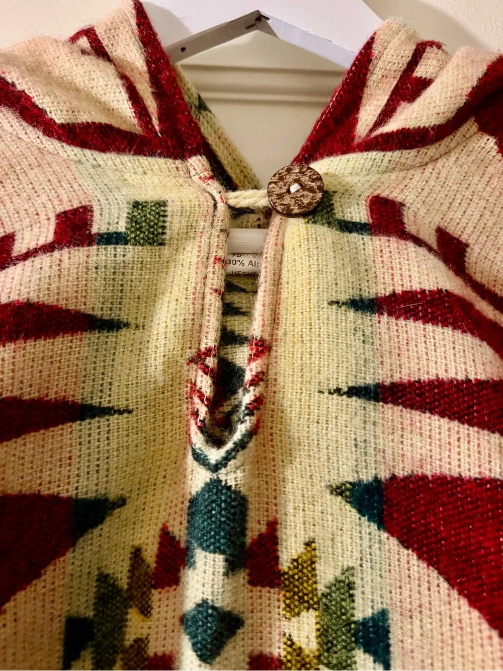 Bohemian Red & Cream Southwestern Poncho Throw